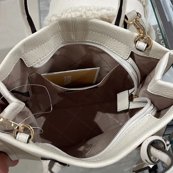 Michael Kors Mirella Small Pebbled Leather Shopper Top Zip Crossbody XBody Bag